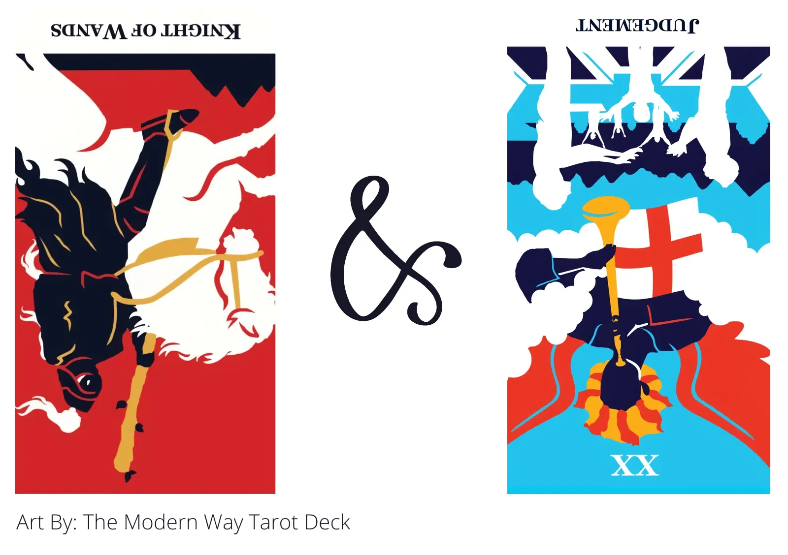 knight of wands reversed and judgement reversed tarot cards together