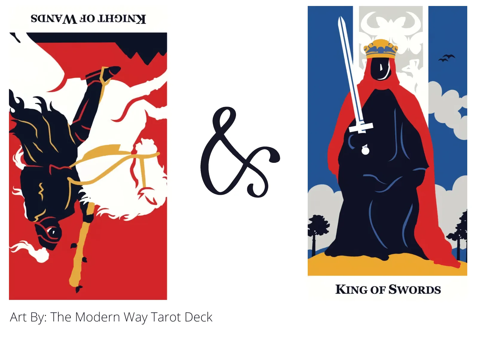 knight of wands reversed and king of swords tarot cards together