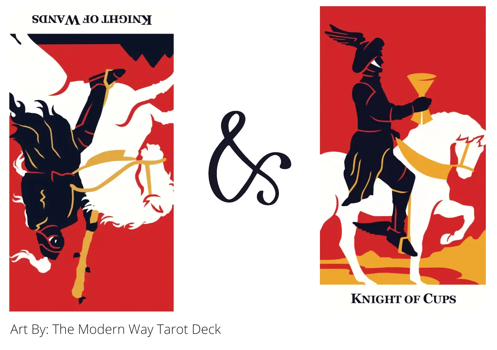 knight of wands reversed and knight of cups tarot cards together