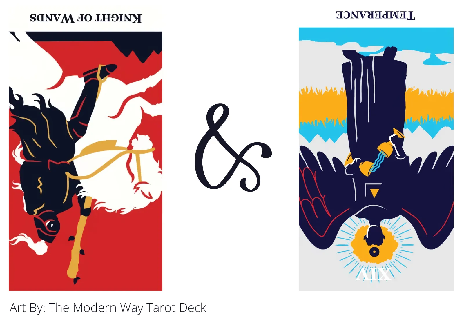 knight of wands reversed and temperance reversed tarot cards together
