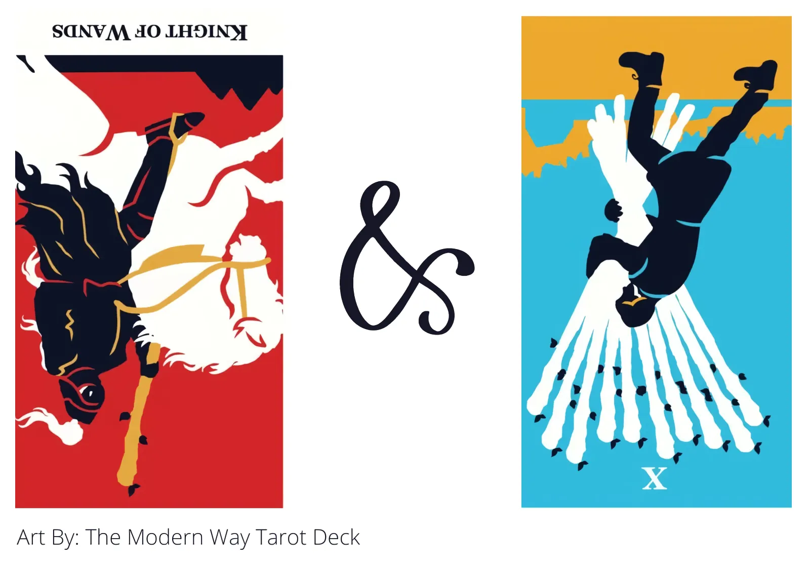knight of wands reversed and ten of wands reversed tarot cards together