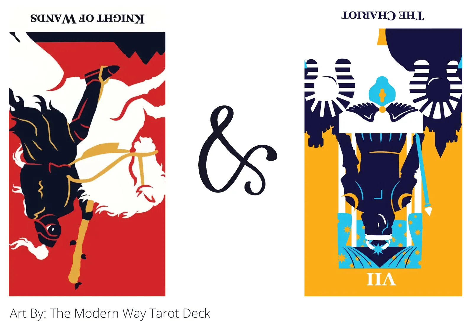 knight of wands reversed and the chariot reversed tarot cards together