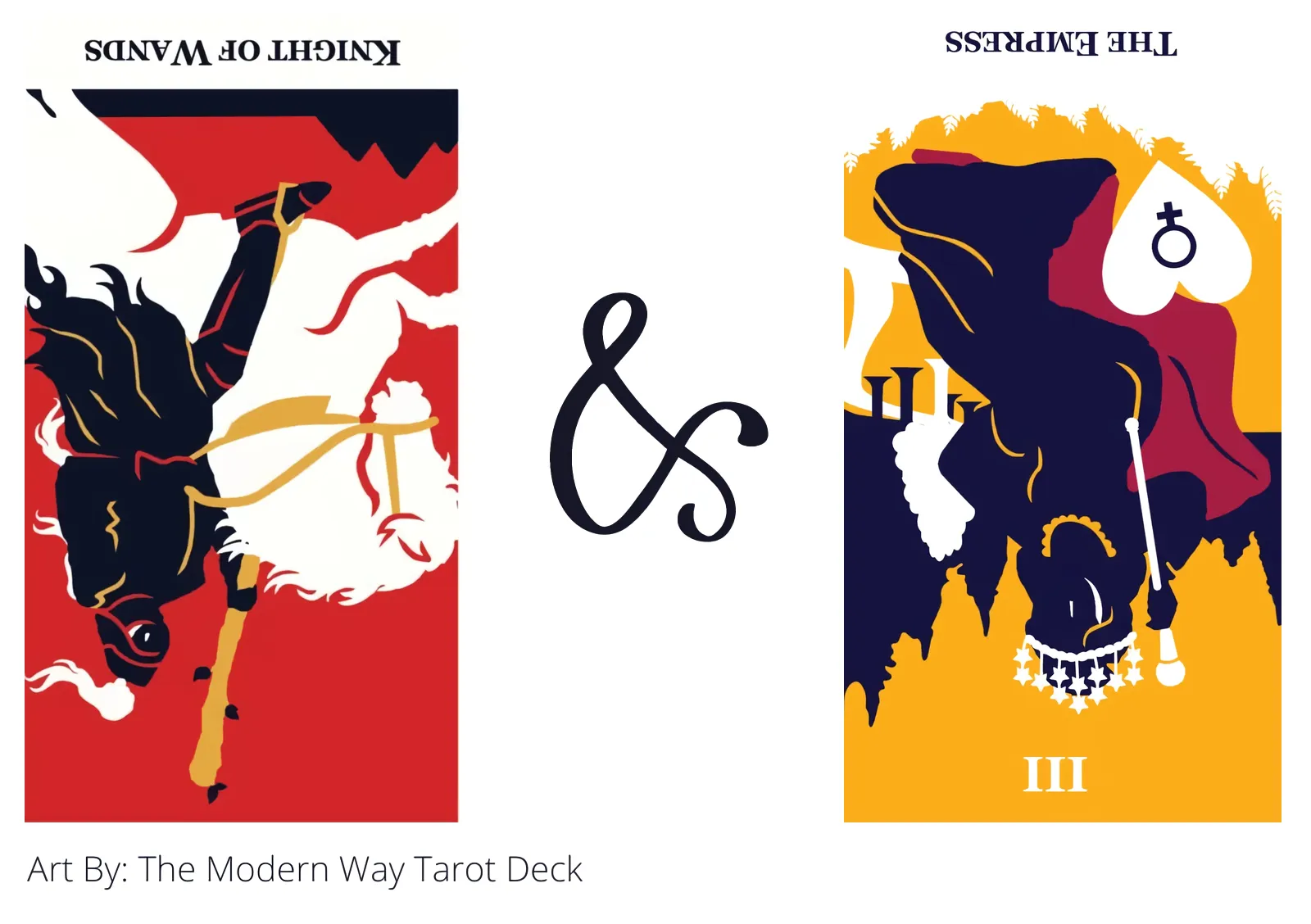 knight of wands reversed and the empress reversed tarot cards together