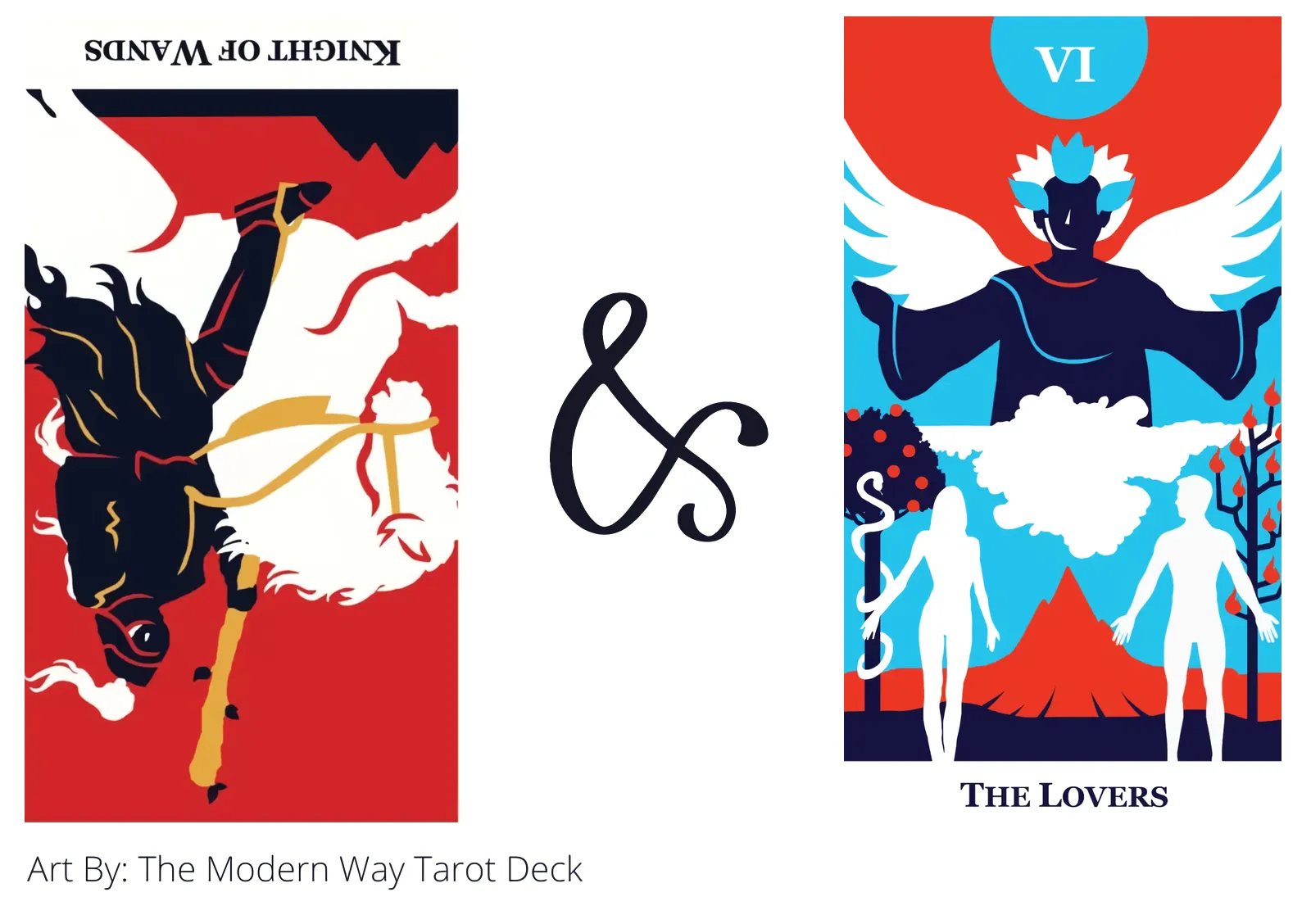 knight of wands reversed and the lovers tarot cards together