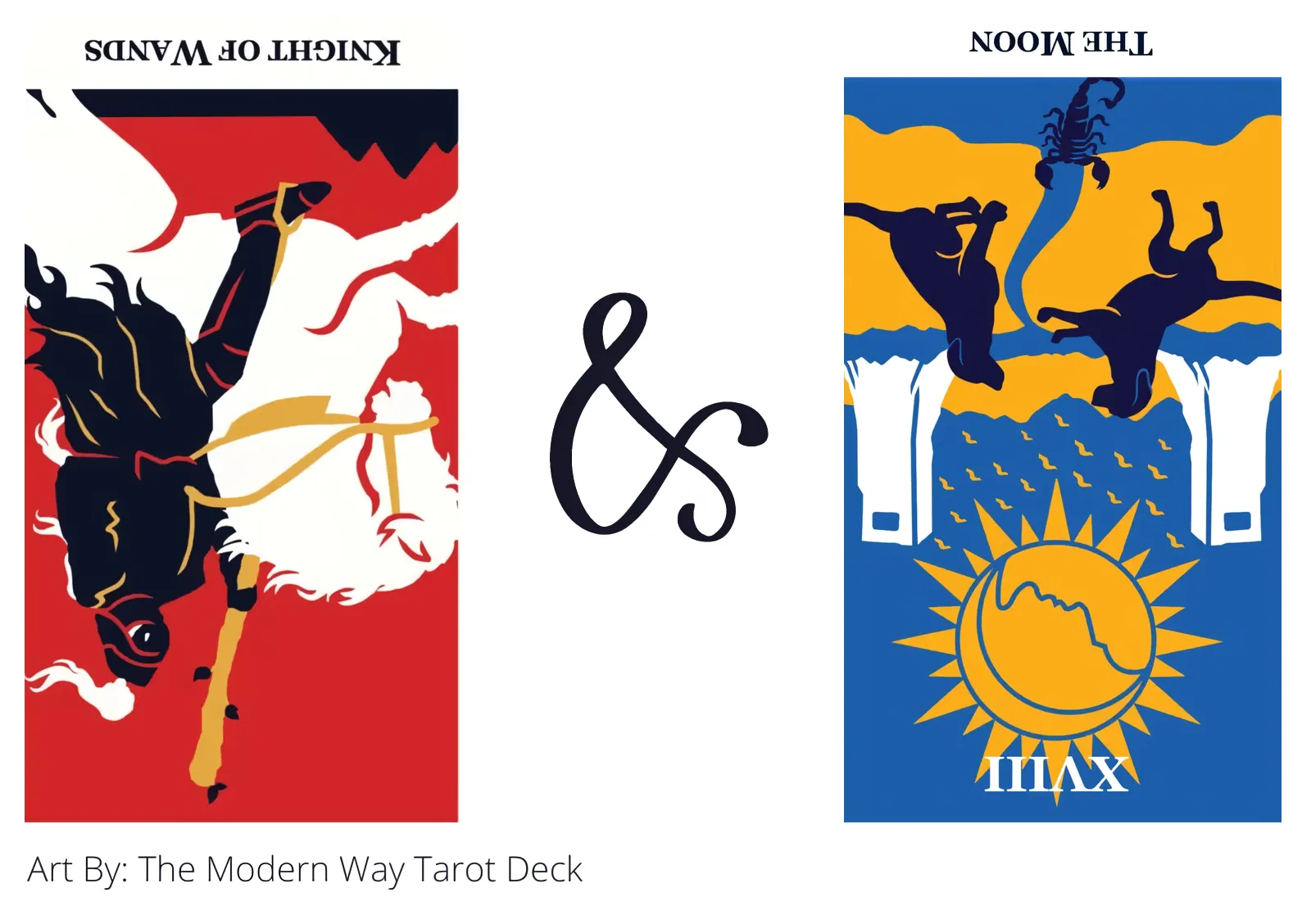 knight of wands reversed and the moon reversed tarot cards together