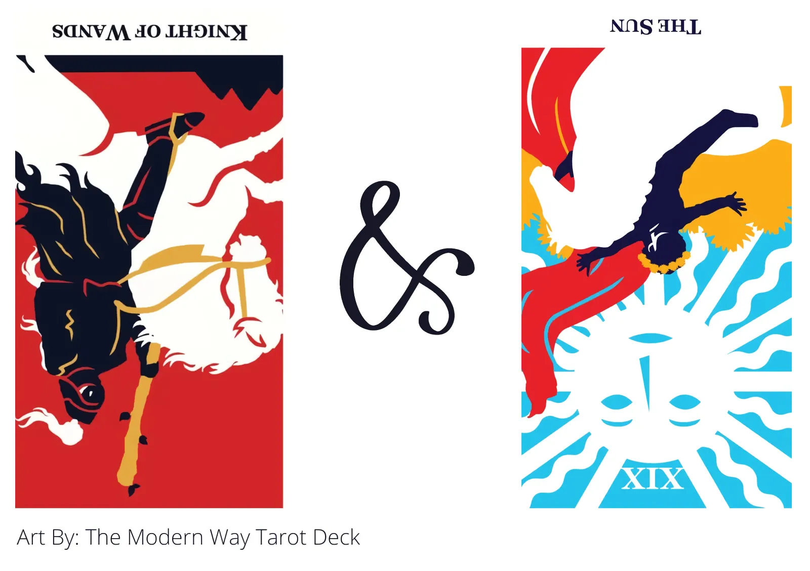 knight of wands reversed and the sun reversed tarot cards together