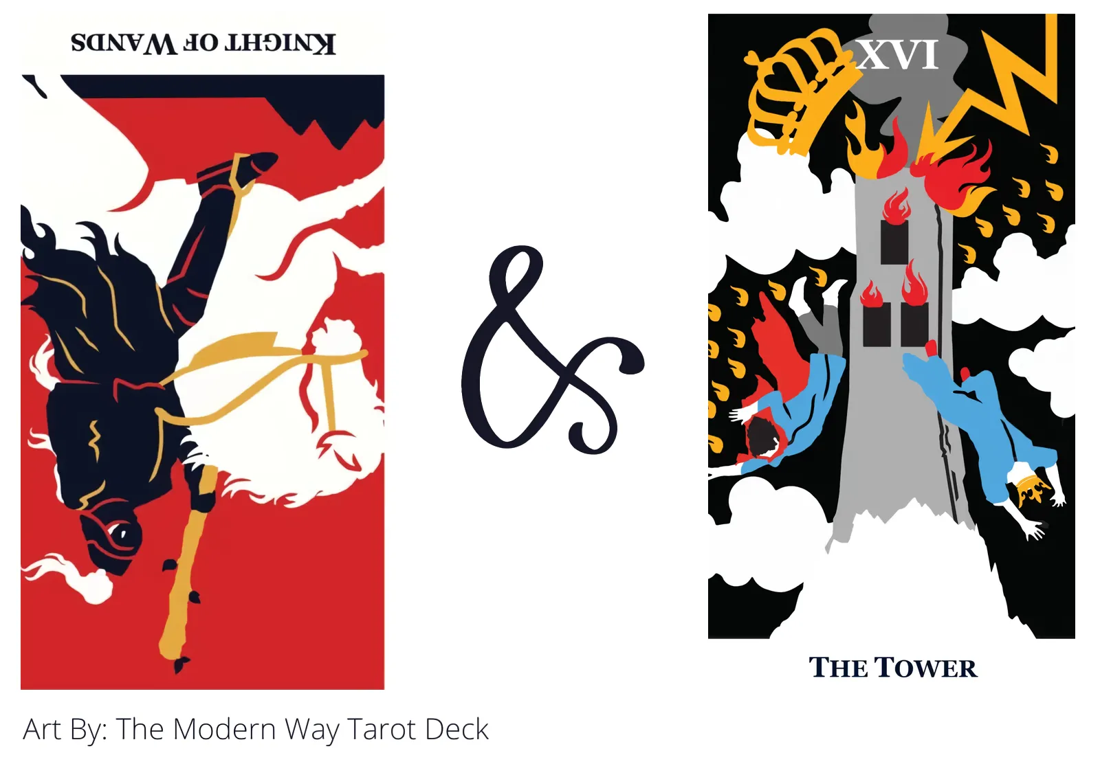 knight of wands reversed and the tower tarot cards together