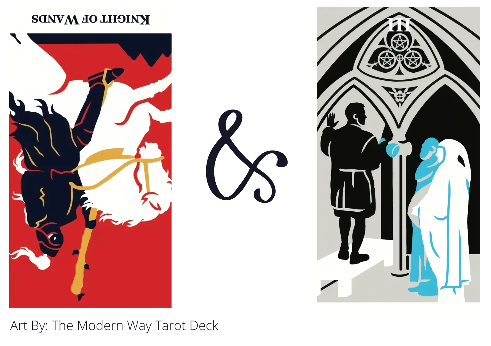 knight of wands reversed and three of pentacles tarot cards together