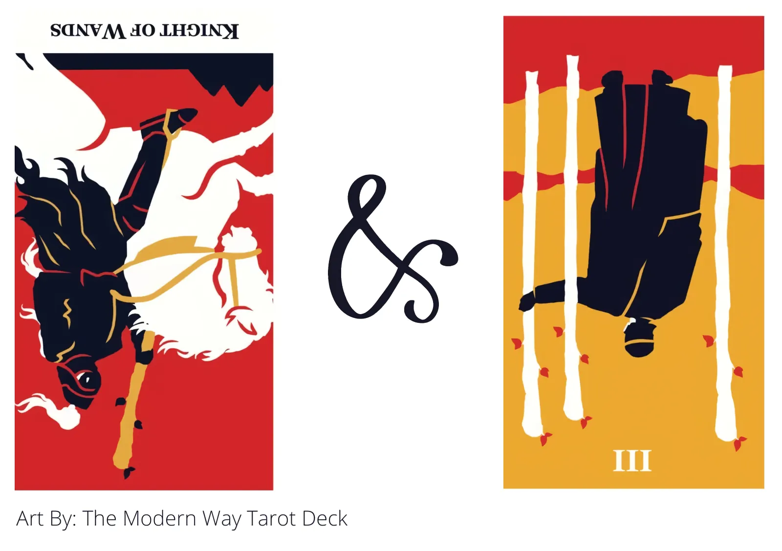 knight of wands reversed and three of wands reversed tarot cards together