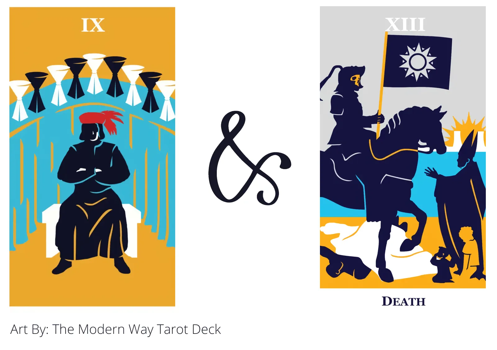 nine of cups and death tarot cards together