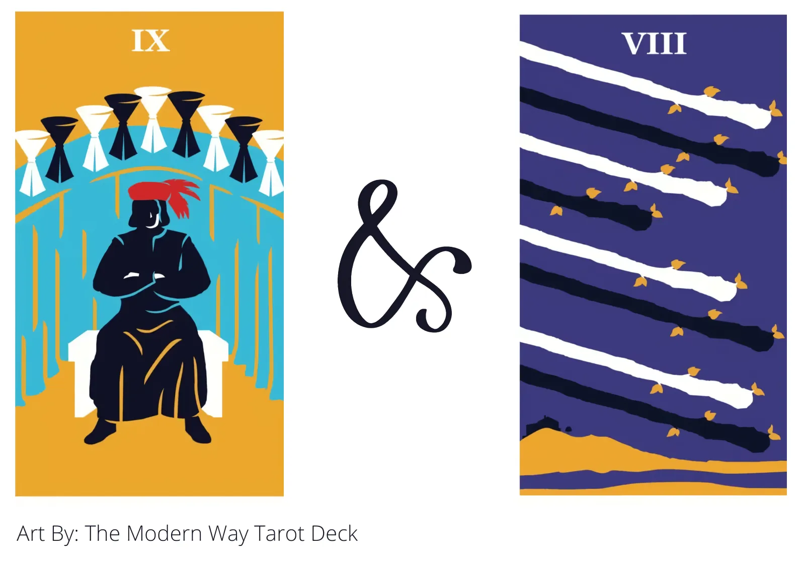 nine of cups and eight of wands tarot cards together