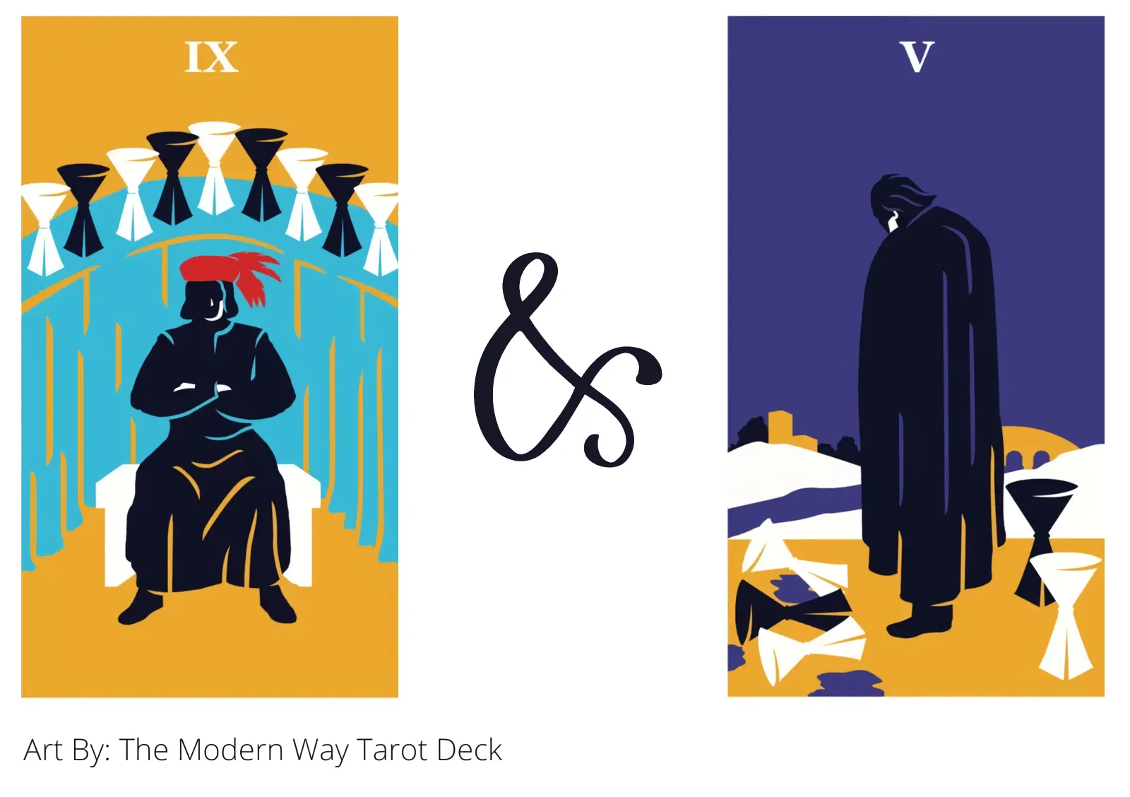 nine of cups and five of cups tarot cards together