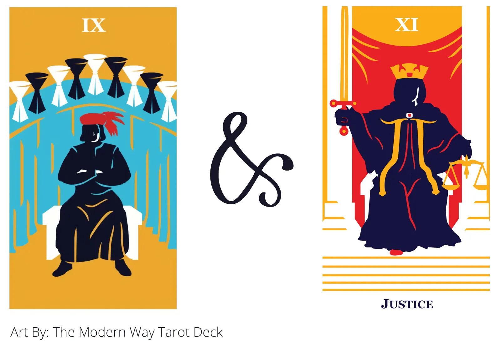 nine of cups and justice tarot cards together