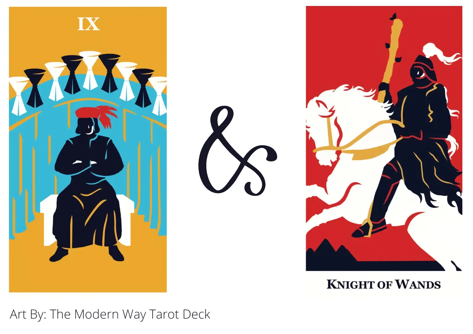 nine of cups and knight of wands tarot cards together