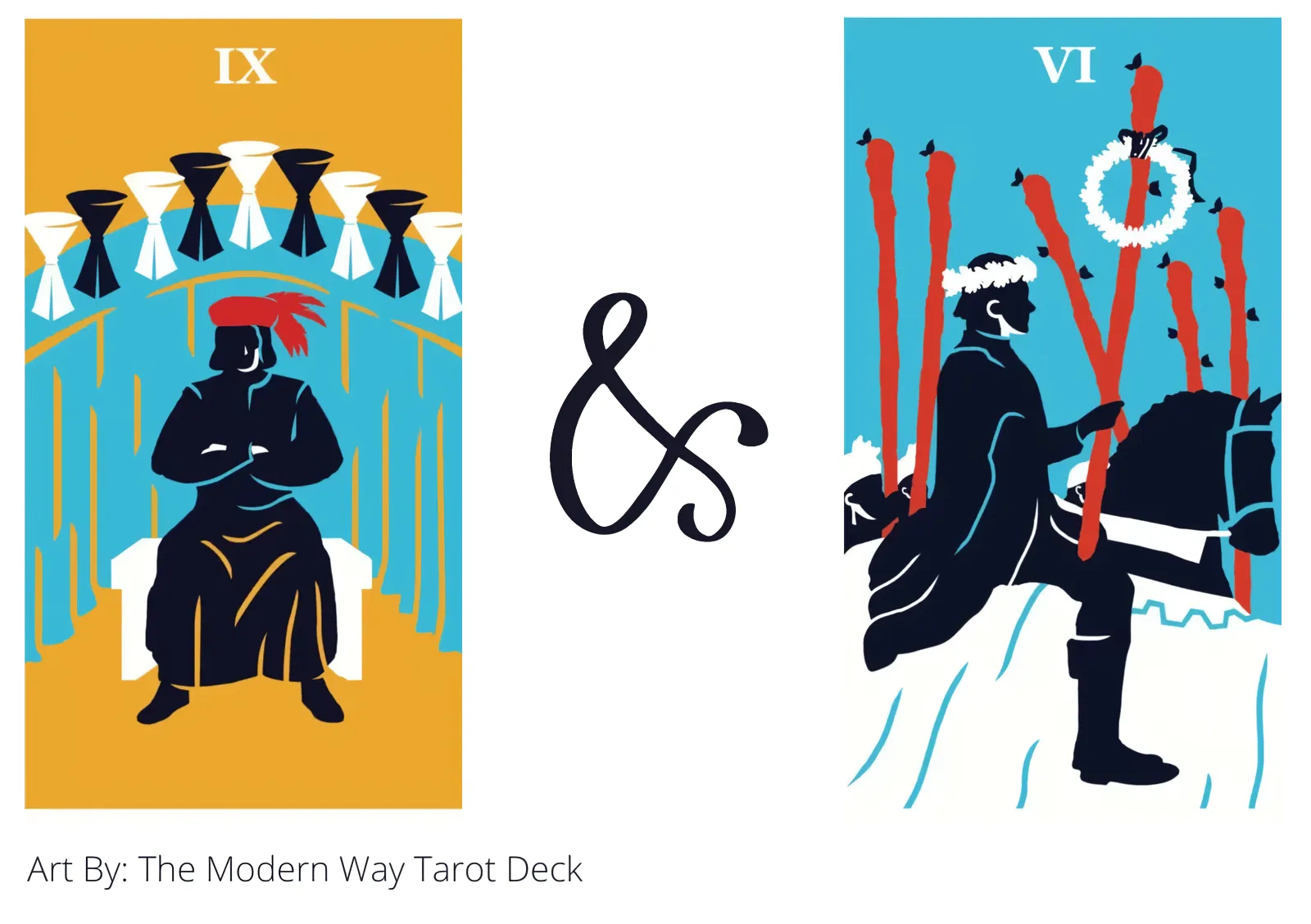 nine of cups and six of wands tarot cards together