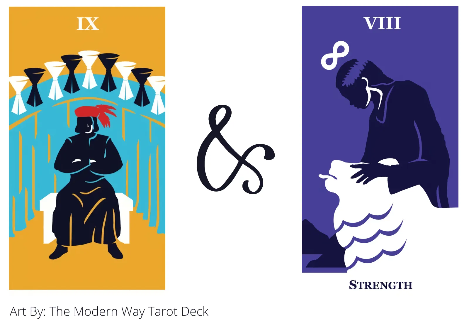 nine of cups and strength tarot cards together