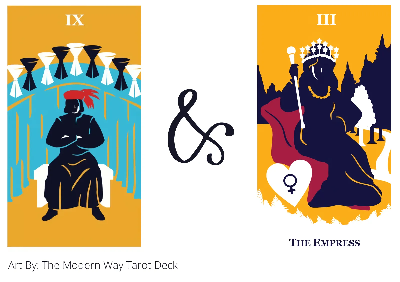 nine of cups and the empress tarot cards together