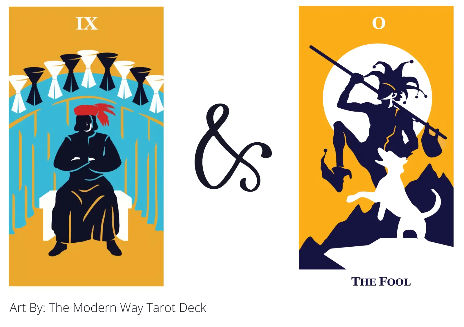 nine of cups and the fool tarot cards together