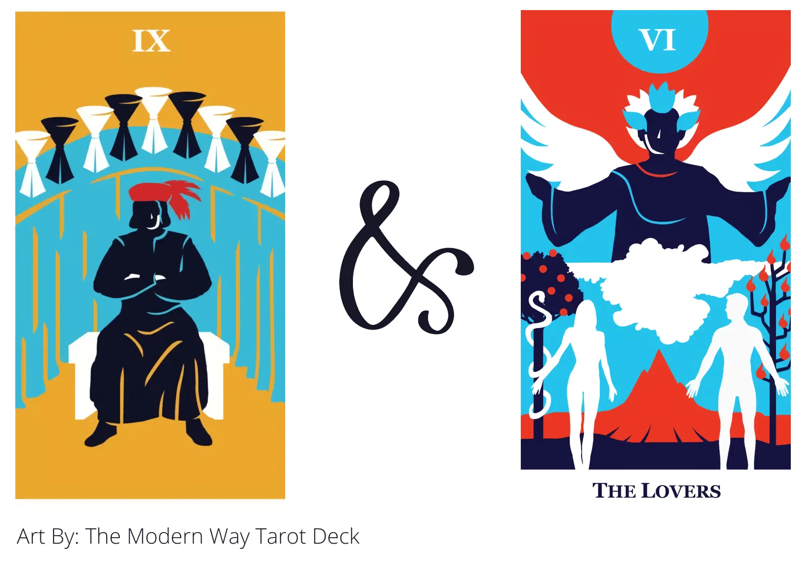 nine of cups and the lovers tarot cards together