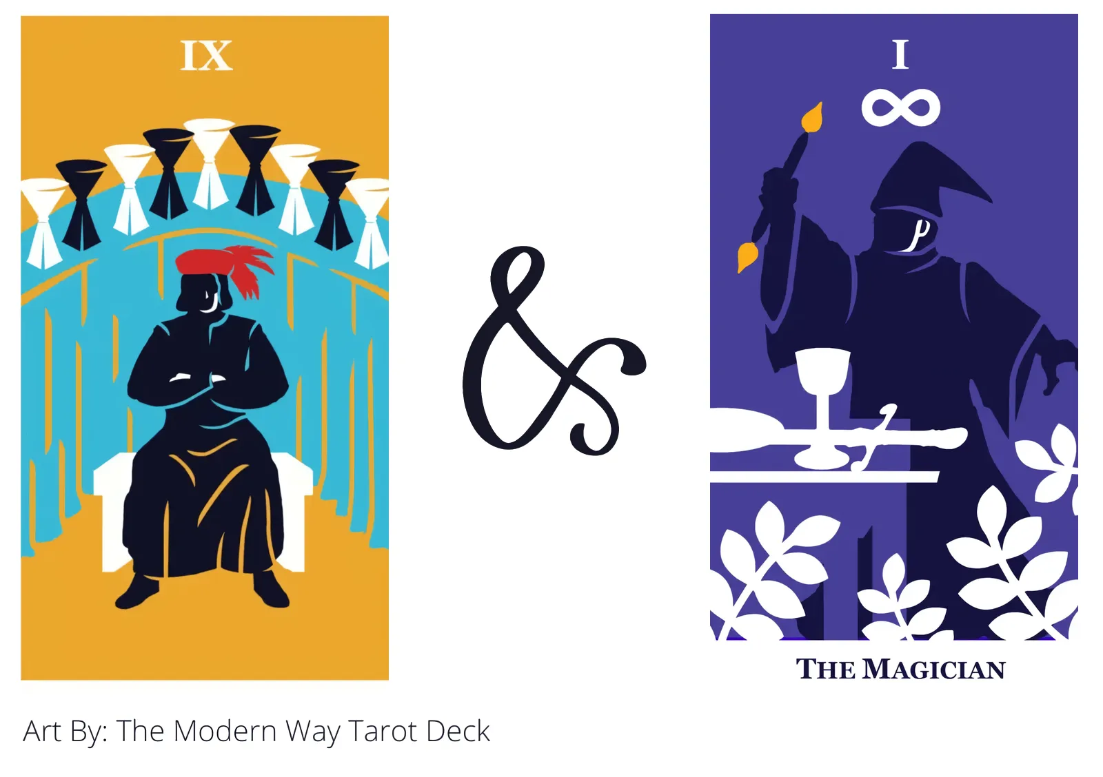 nine of cups and the magician tarot cards together