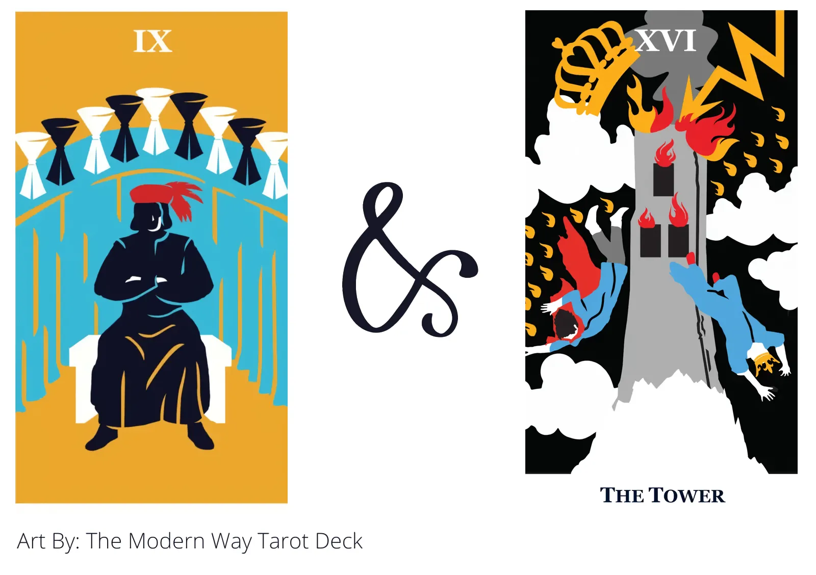 nine of cups and the tower tarot cards together