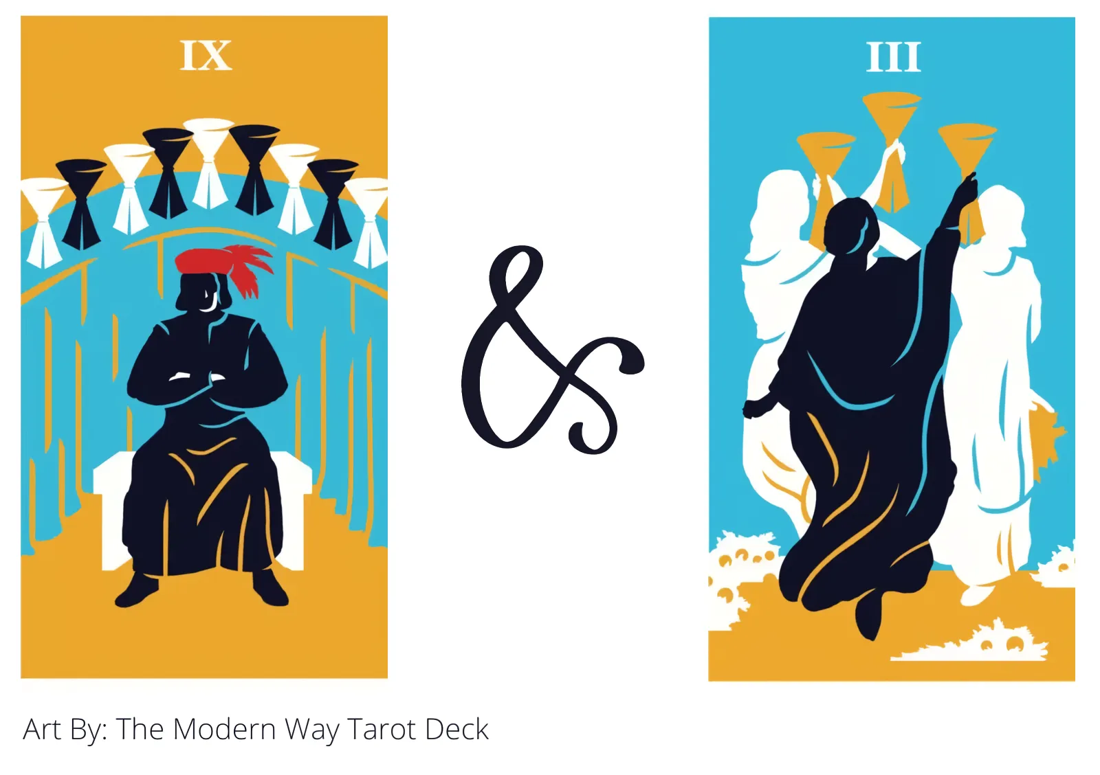 nine of cups and three of cups tarot cards together