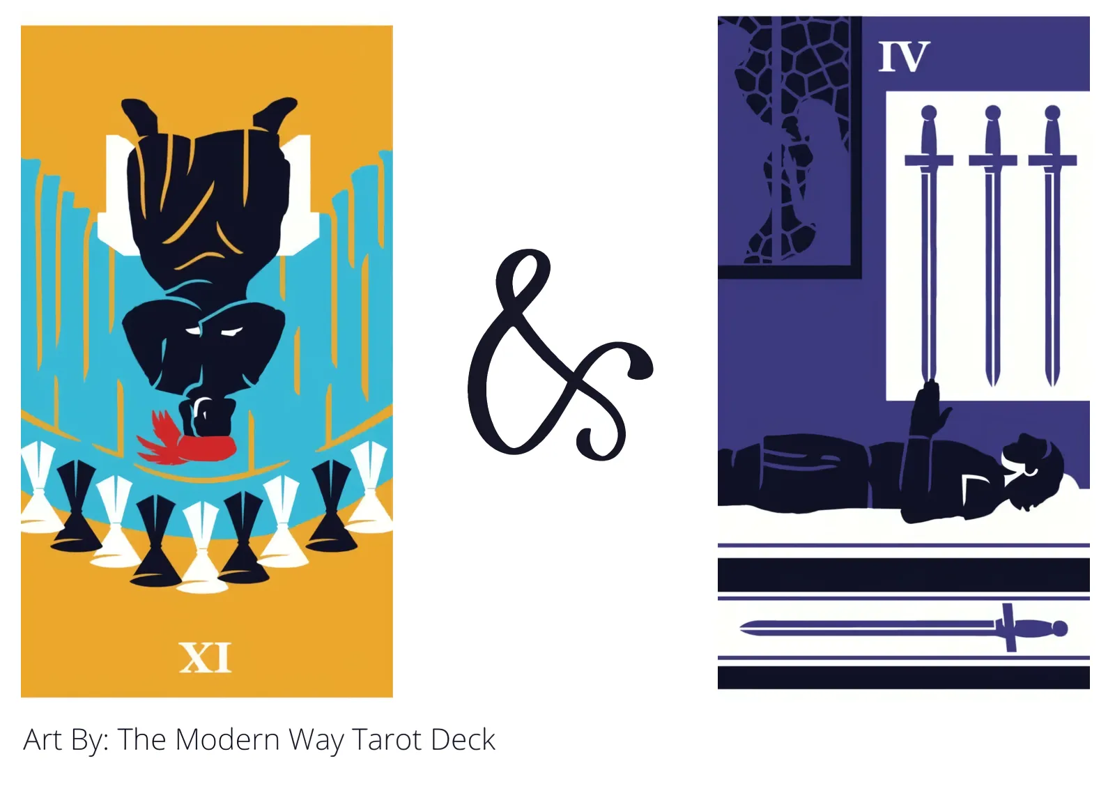 nine of cups reversed and four of swords tarot cards together