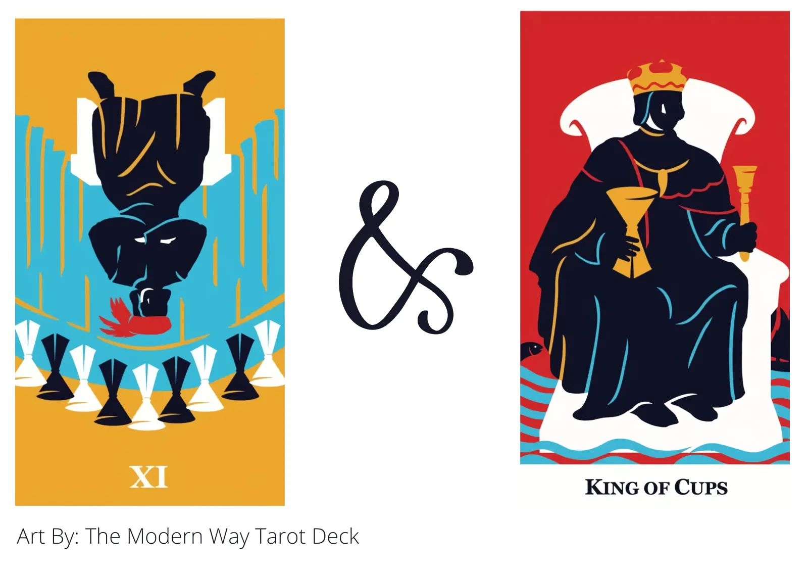 nine of cups reversed and king of cups tarot cards together