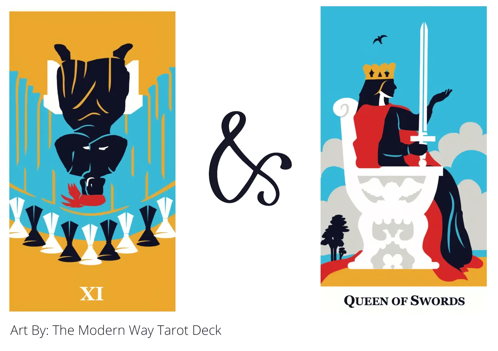 nine of cups reversed and queen of swords tarot cards together