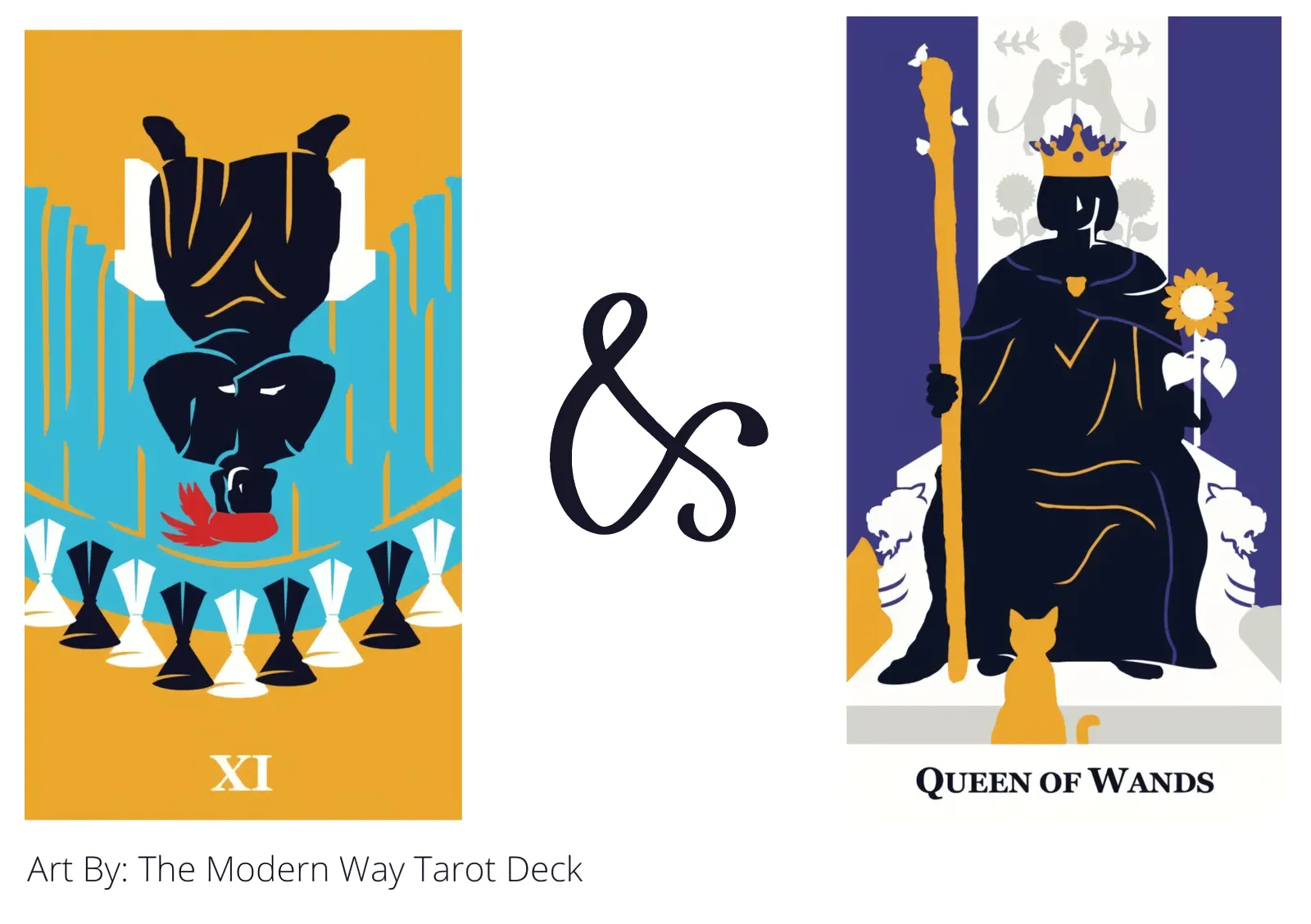 nine of cups reversed and queen of wands tarot cards together