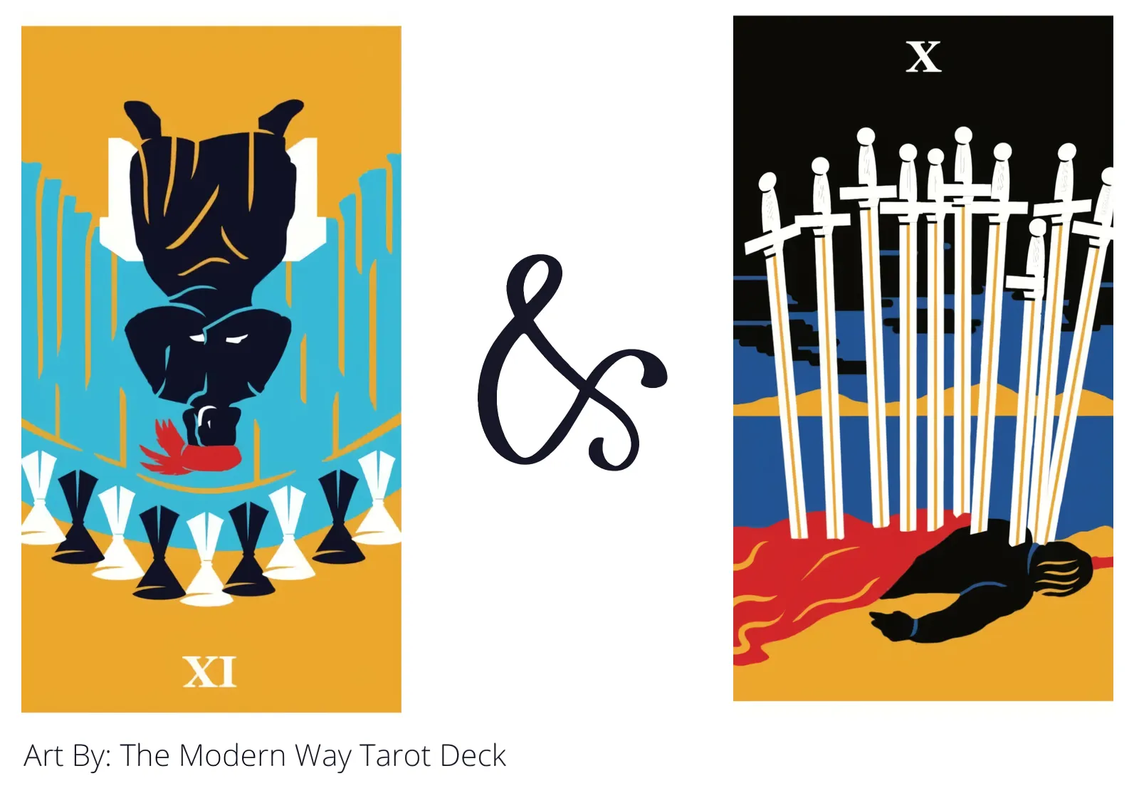 nine of cups reversed and ten of swords tarot cards together