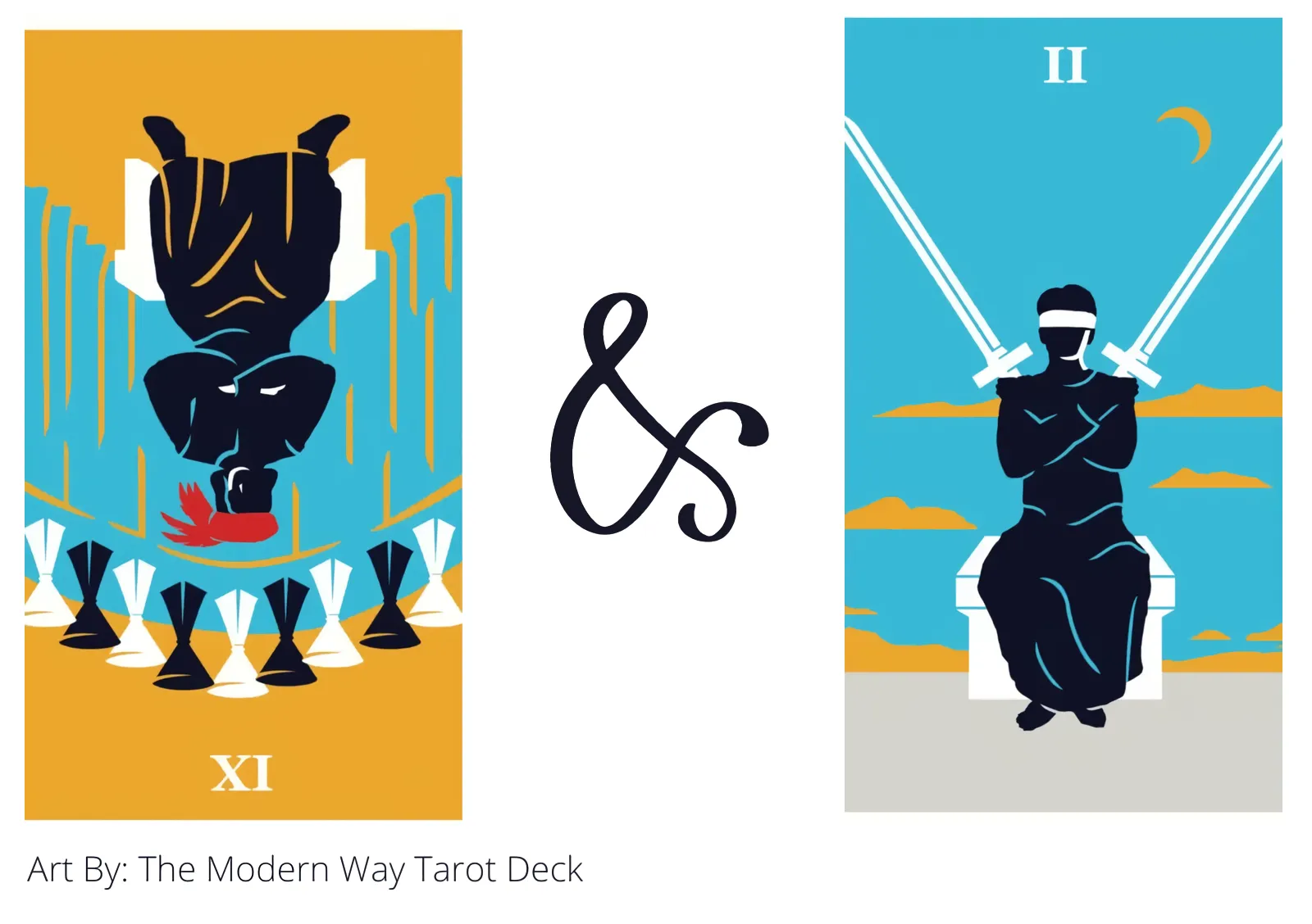 nine of cups reversed and two of swords tarot cards together