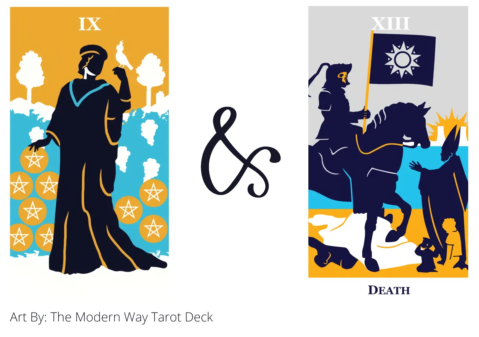 nine of pentacles and death tarot cards together