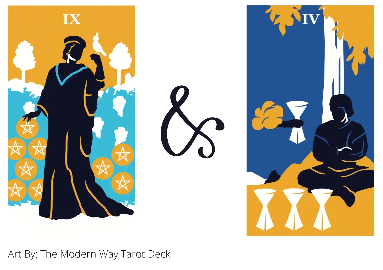 nine of pentacles and four of cups tarot cards together