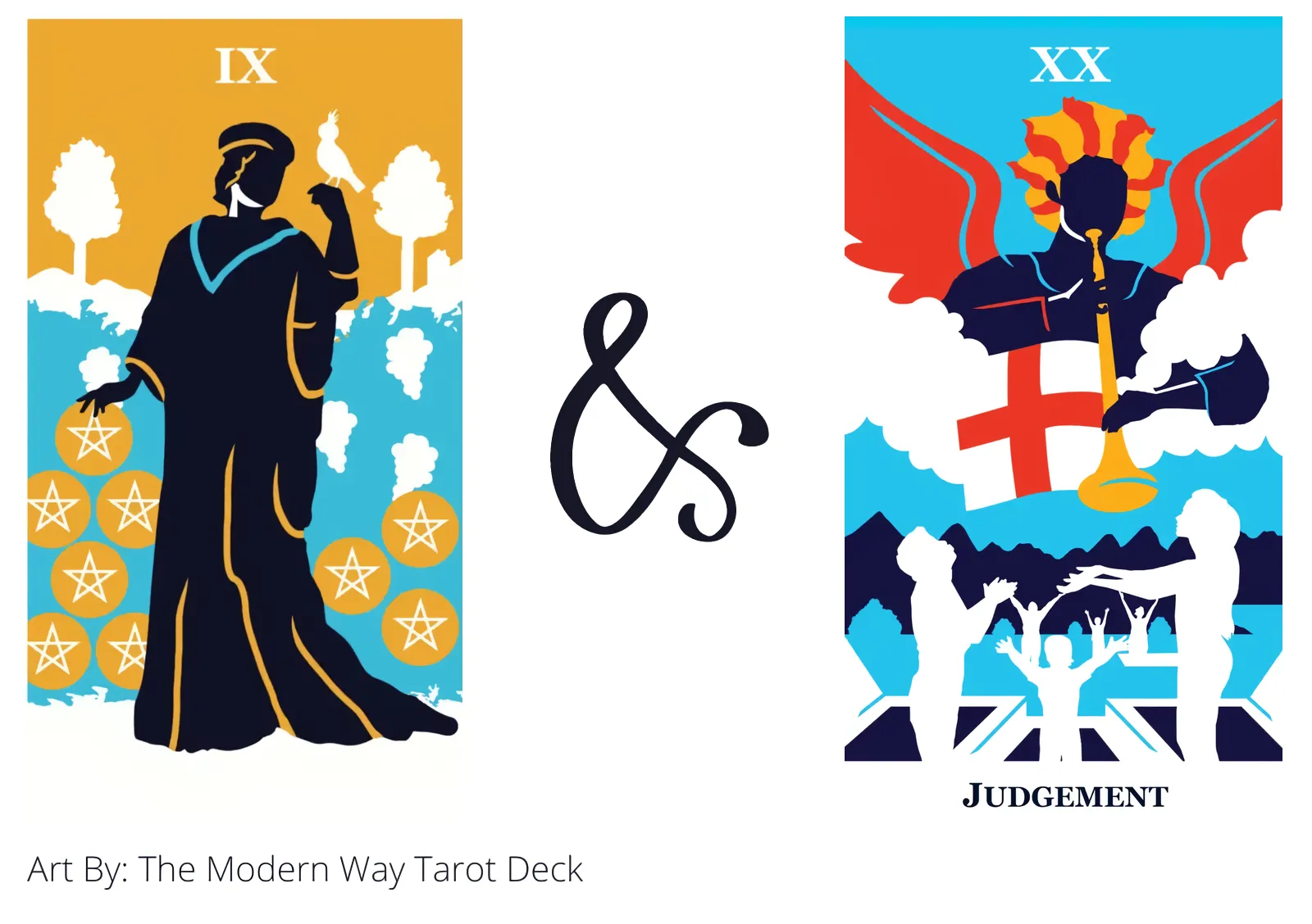 nine of pentacles and judgement tarot cards together