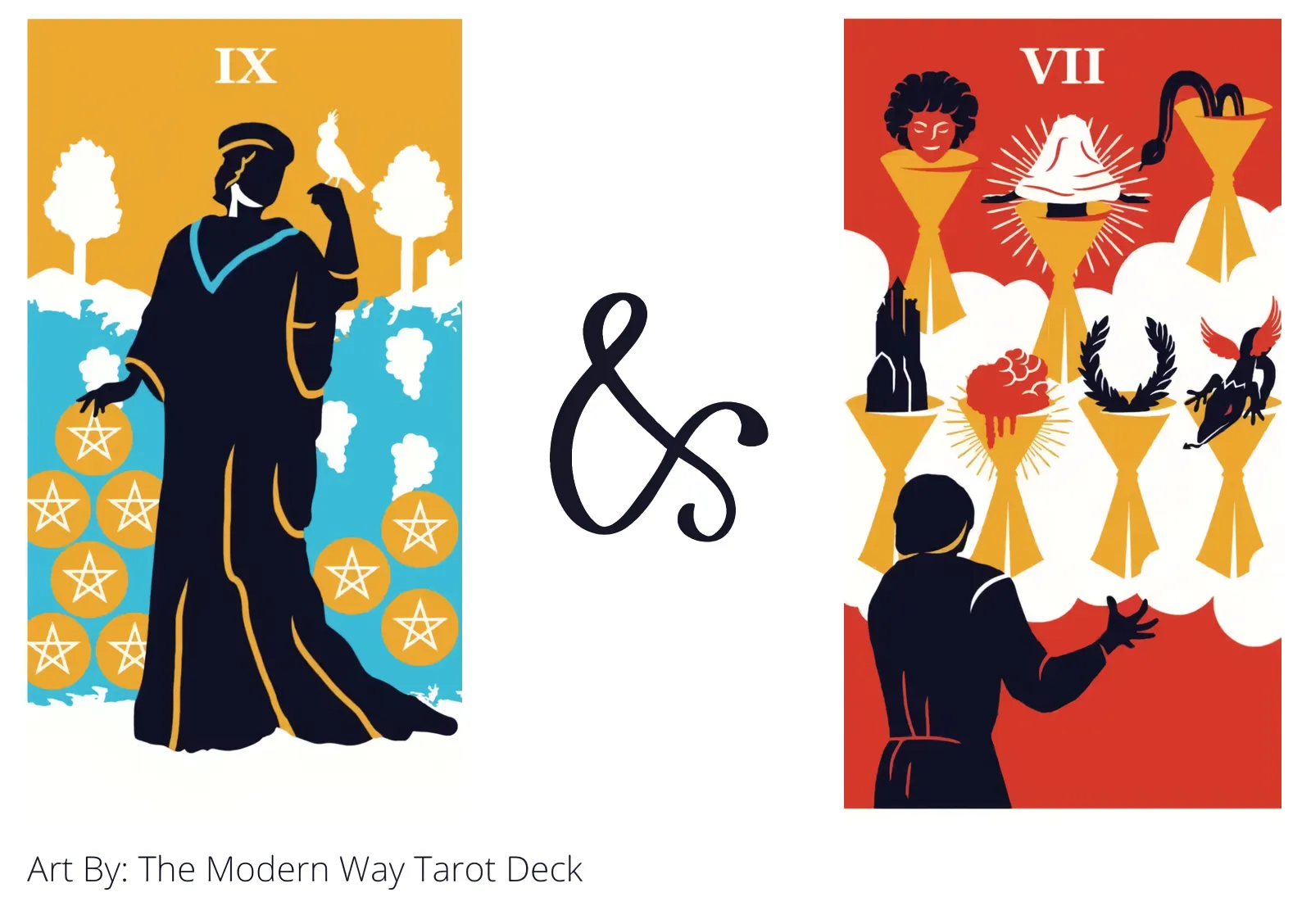 nine of pentacles and seven of cups tarot cards together
