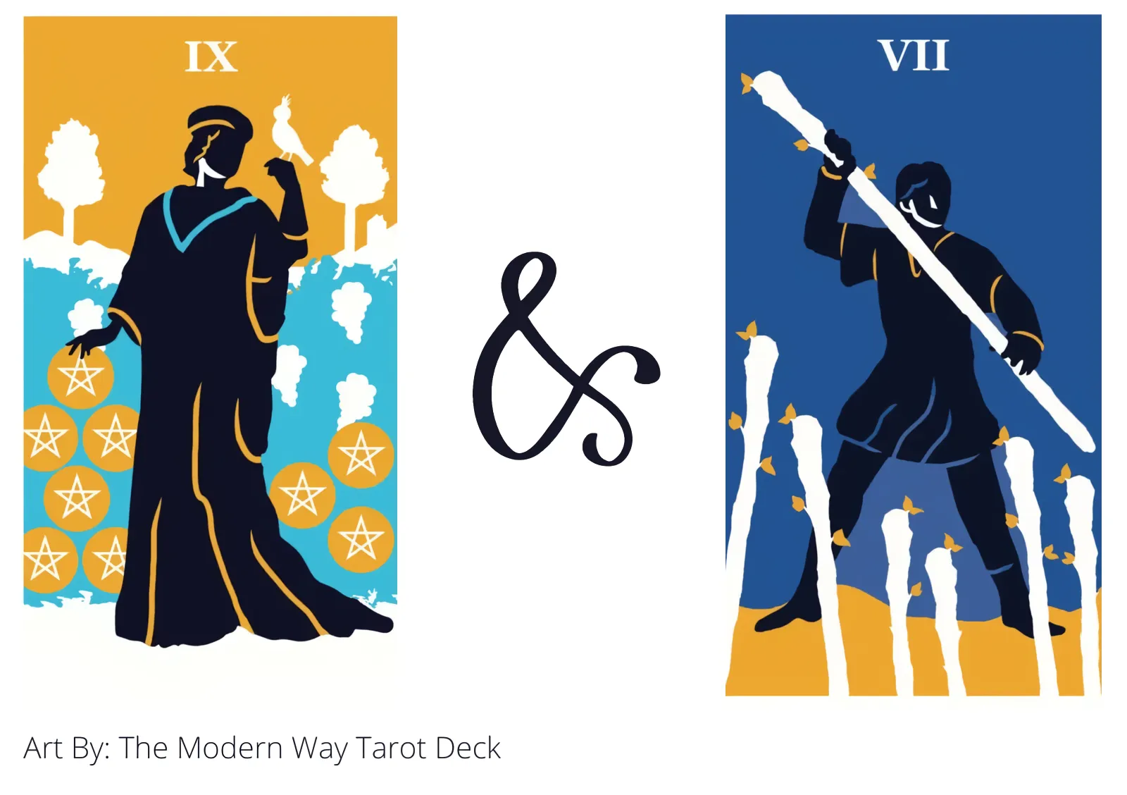 nine of pentacles and seven of wands tarot cards together
