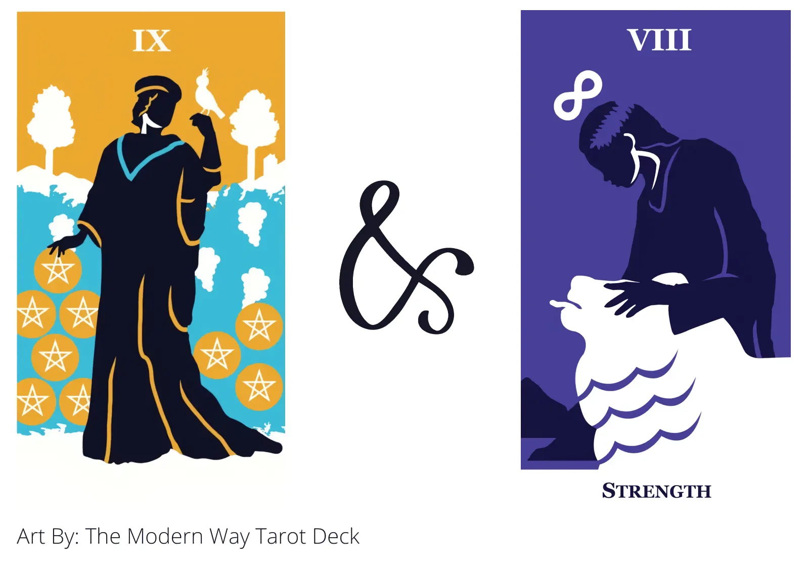 nine of pentacles and strength tarot cards together