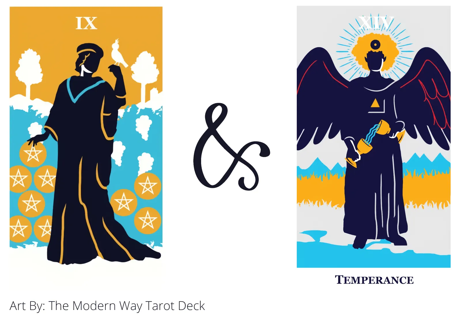 nine of pentacles and temperance tarot cards together