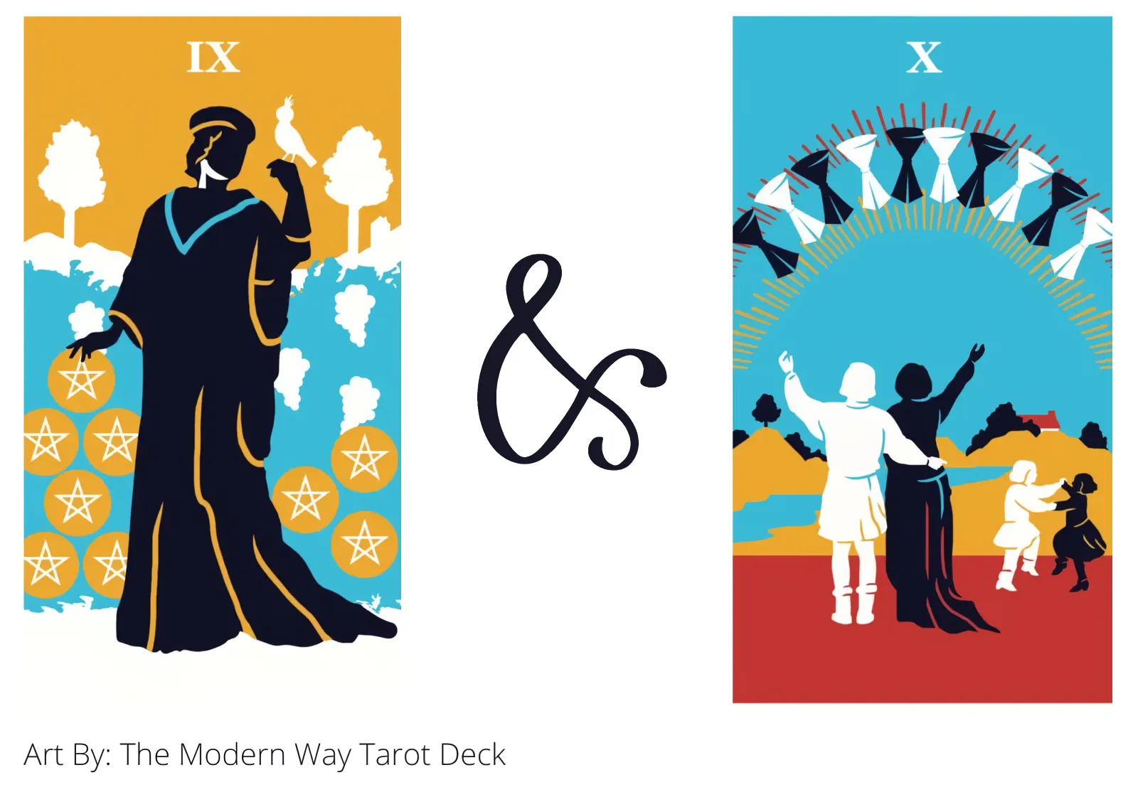 nine of pentacles and ten of cups tarot cards together