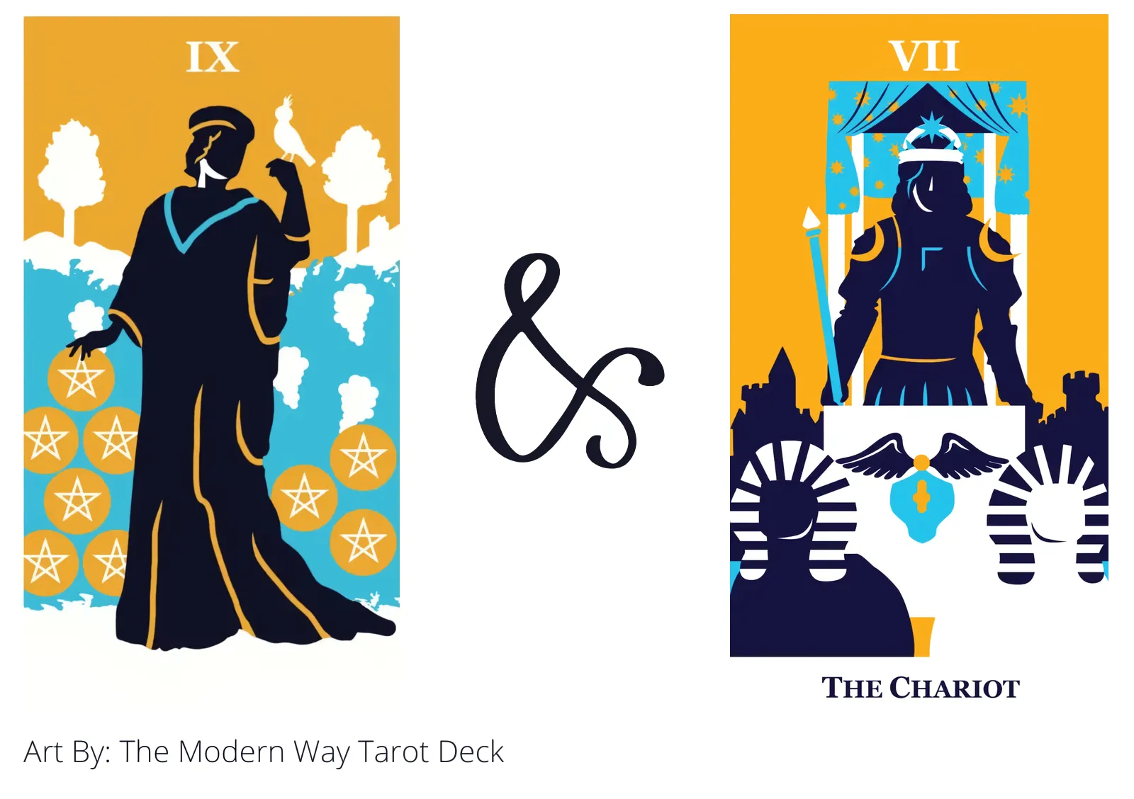 nine of pentacles and the chariot tarot cards together