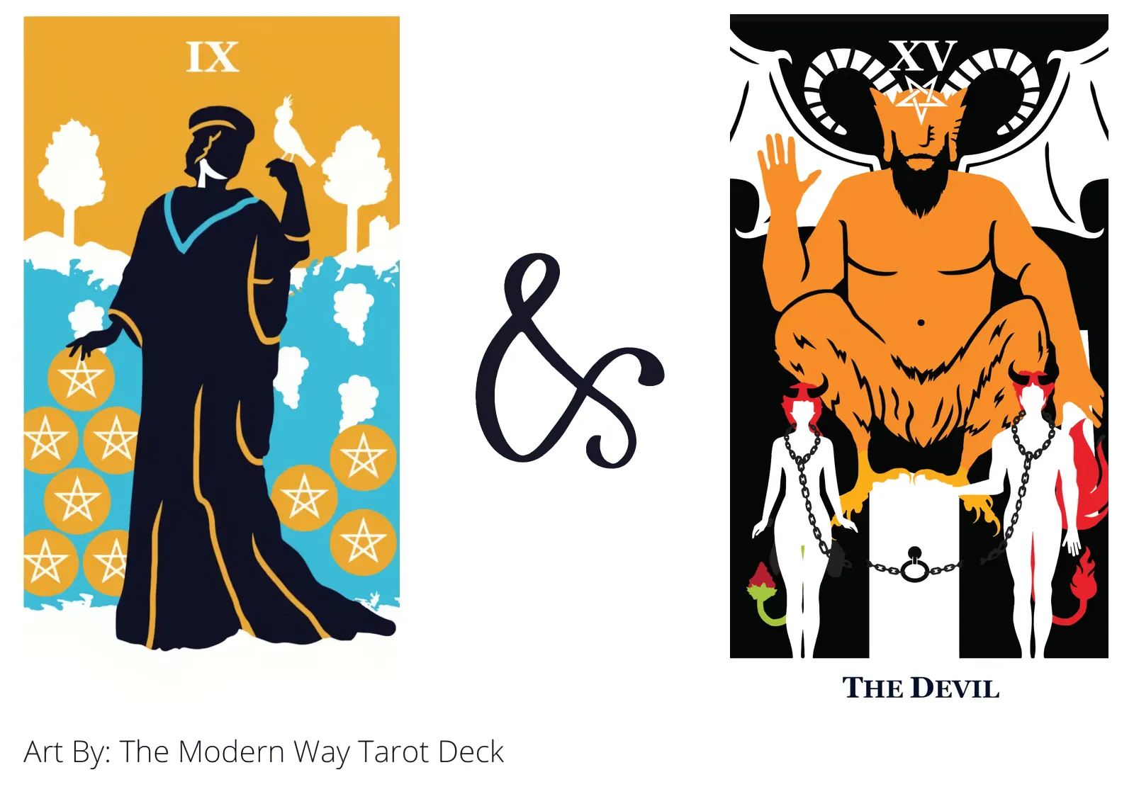 nine of pentacles and the devil tarot cards together