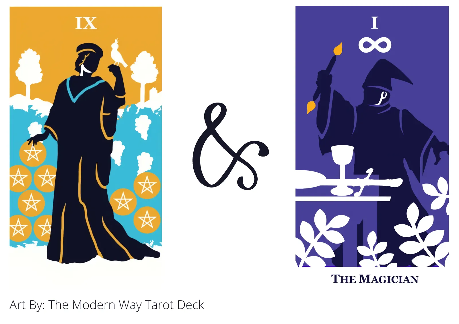 nine of pentacles and the magician tarot cards together