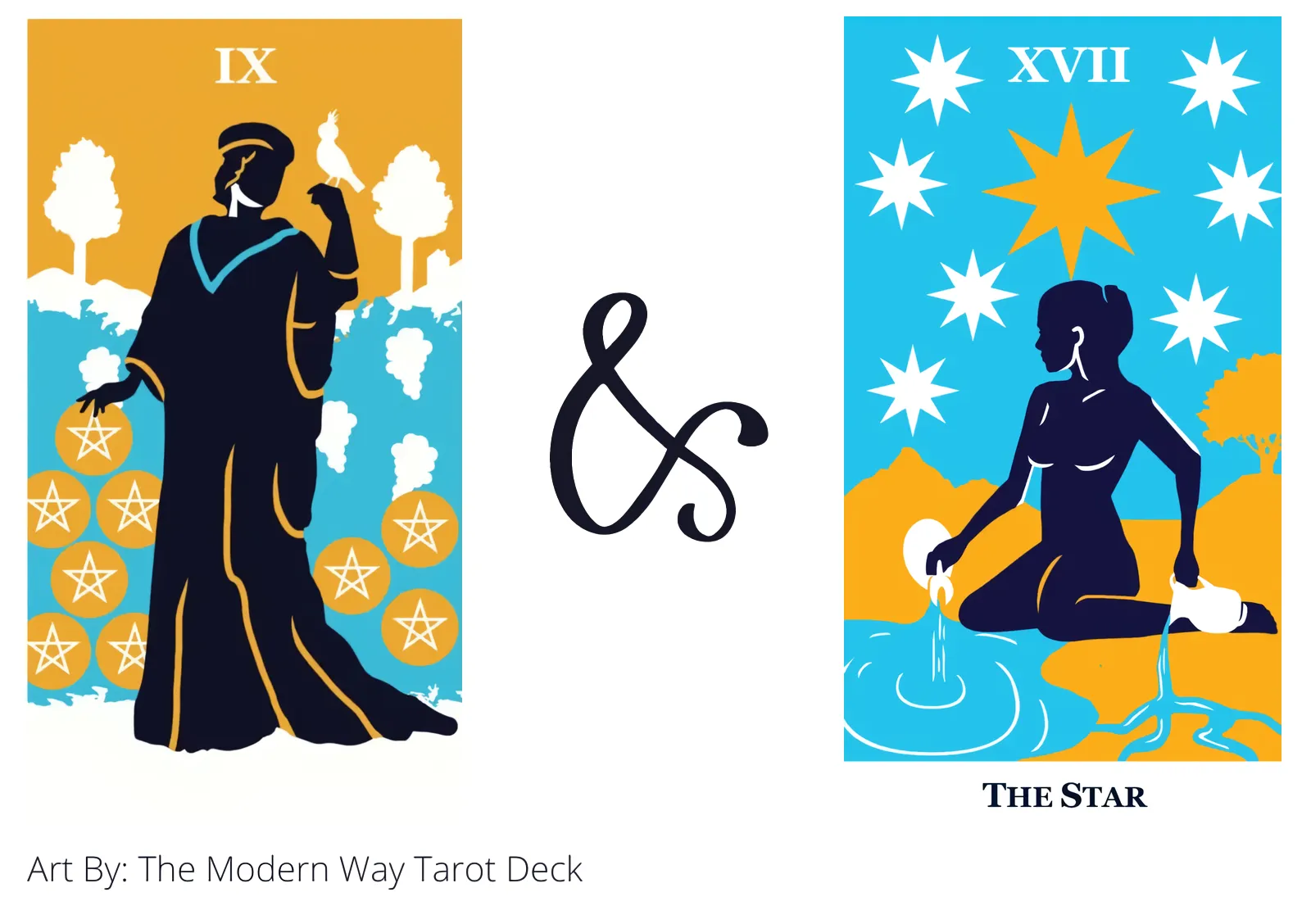 nine of pentacles and the star tarot cards together