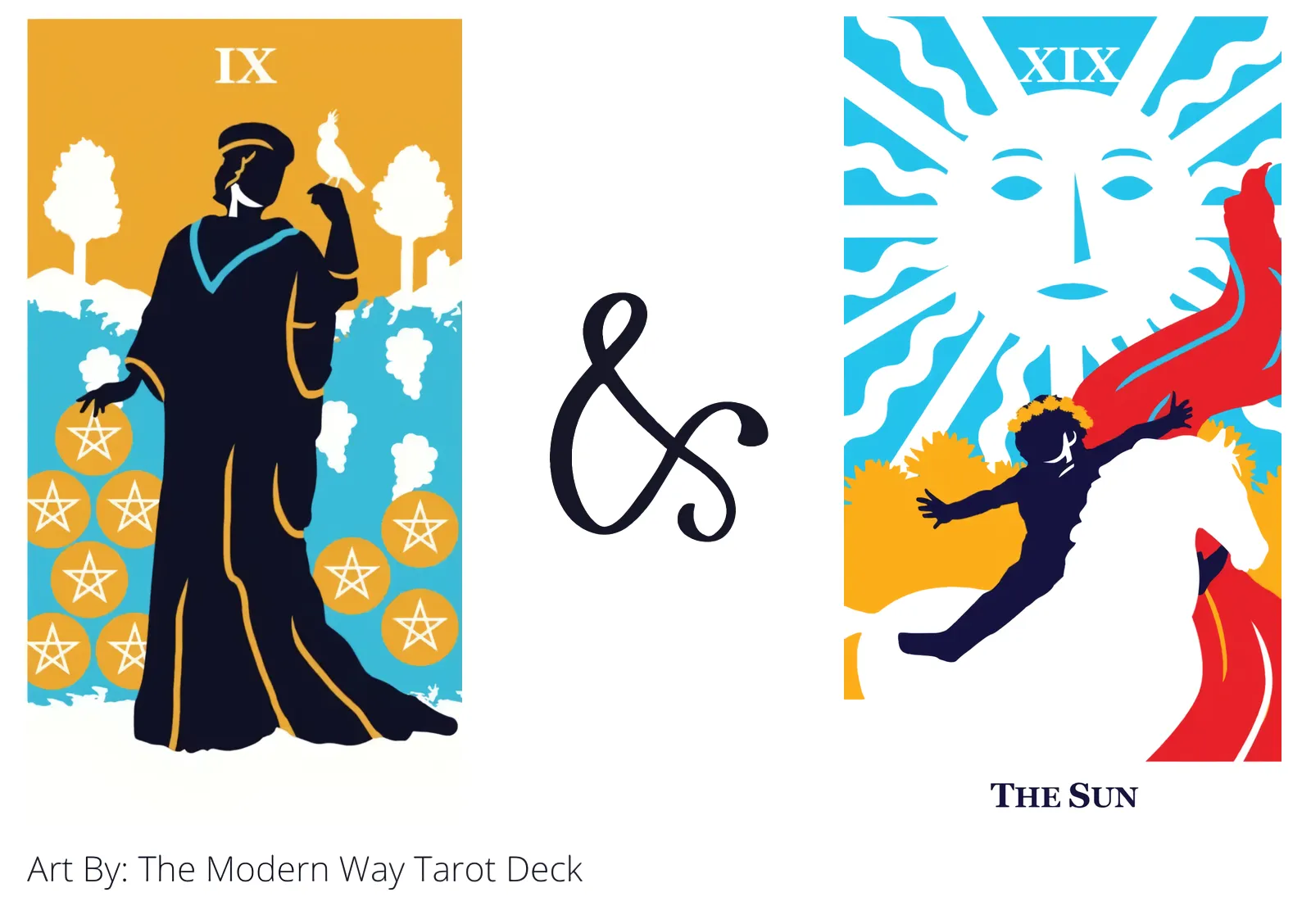 nine of pentacles and the sun tarot cards together