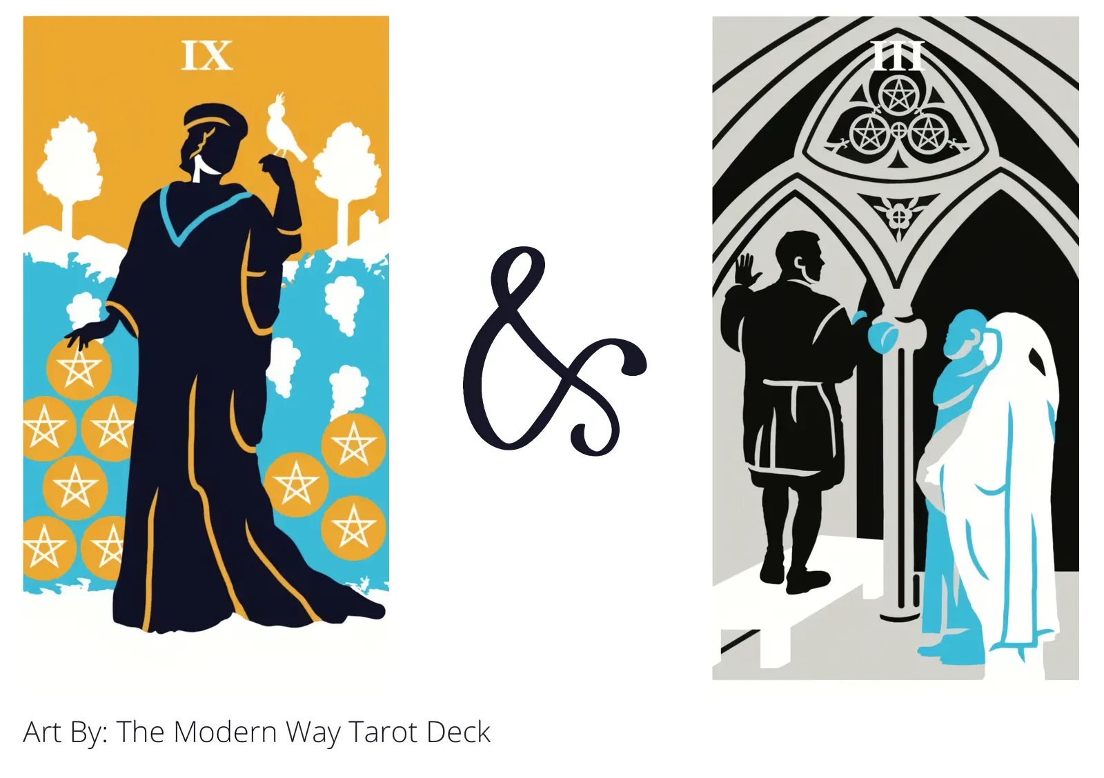 nine of pentacles and three of pentacles tarot cards together