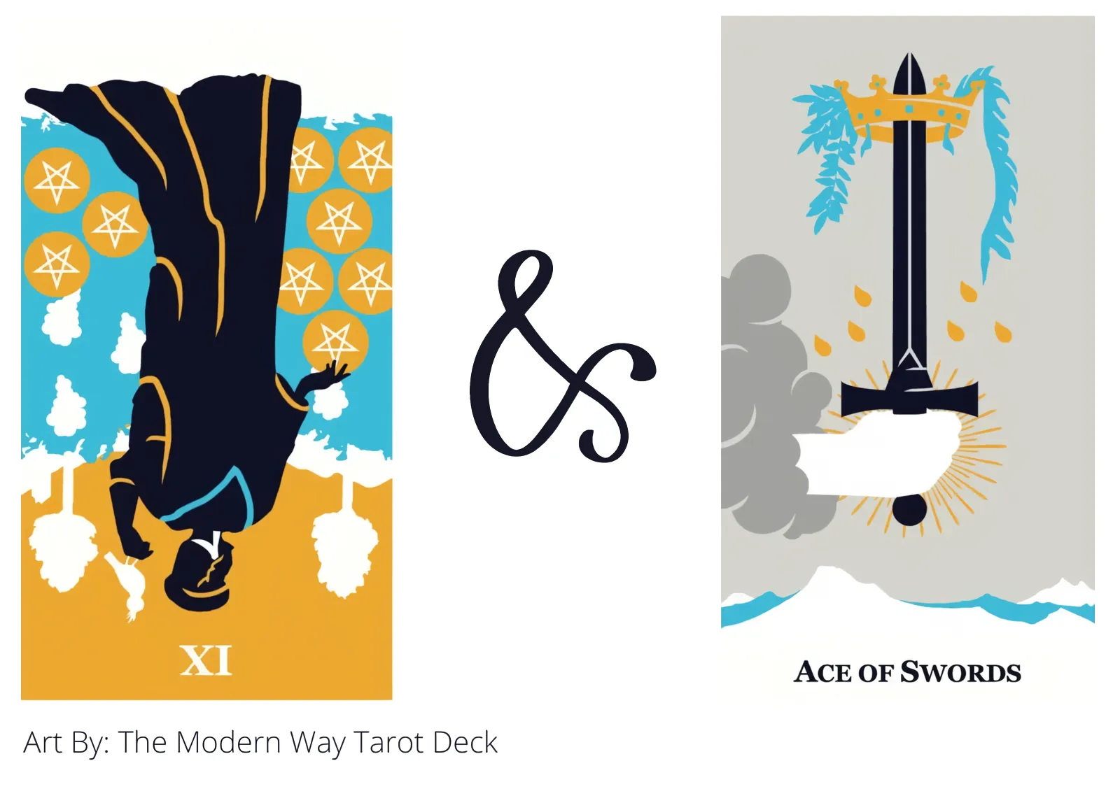 nine of pentacles reversed and ace of swords tarot cards together