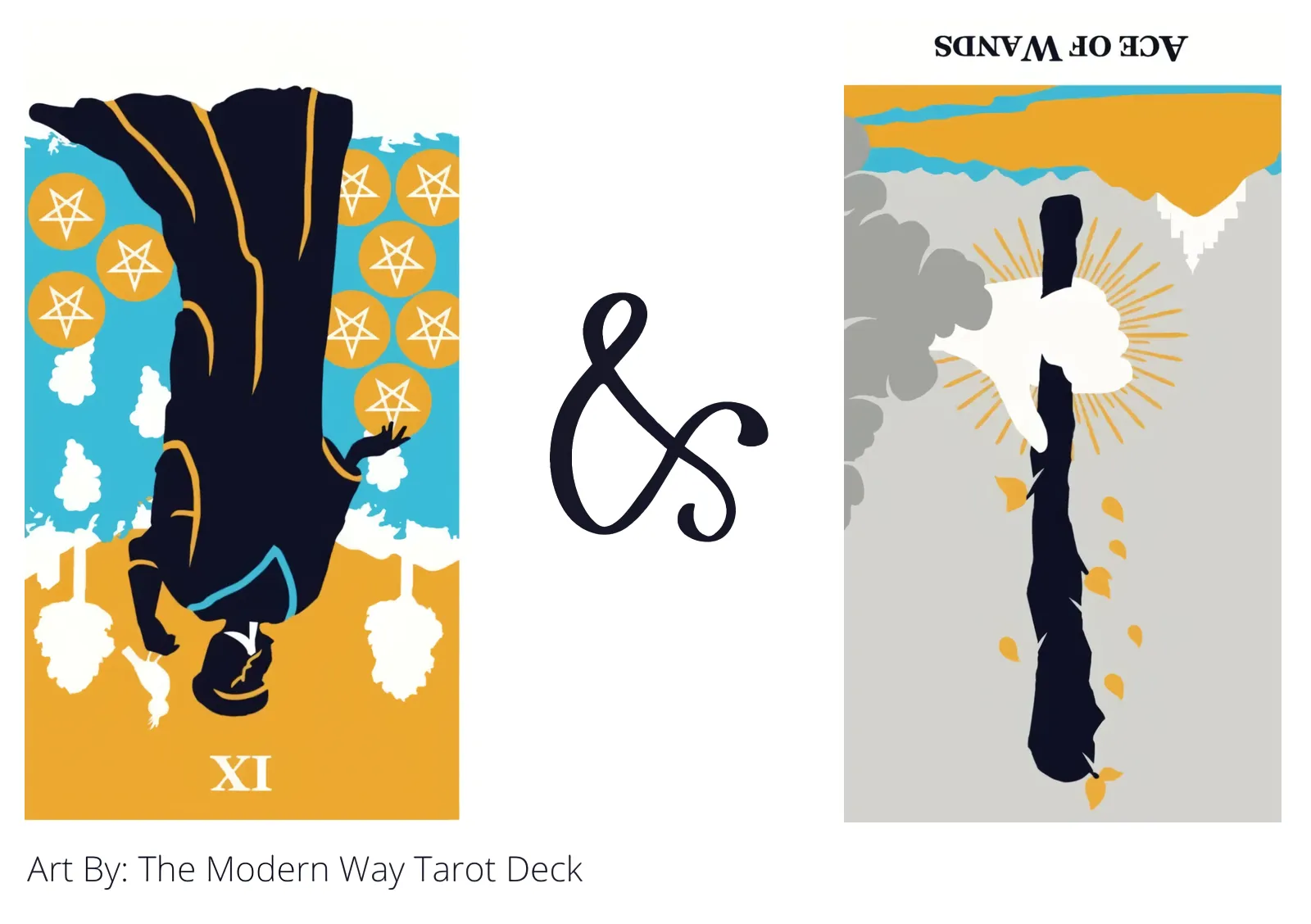 nine of pentacles reversed and ace of wands reversed tarot cards together