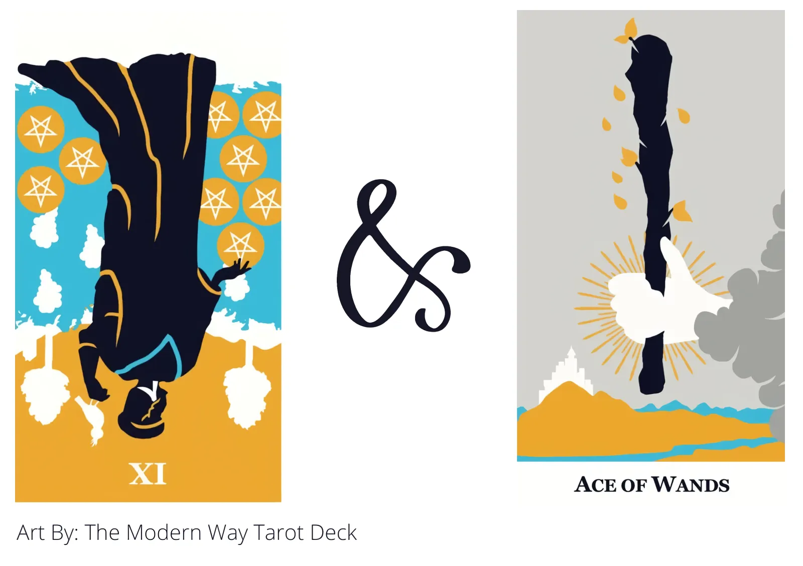 nine of pentacles reversed and ace of wands tarot cards together