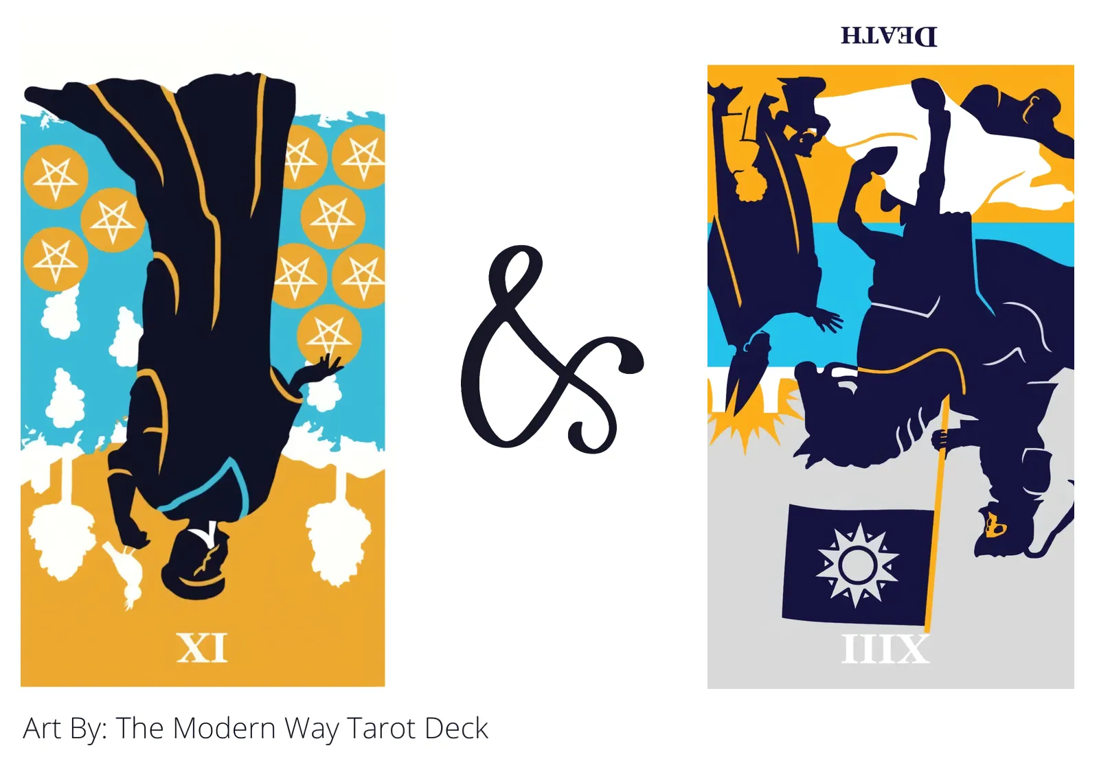 nine of pentacles reversed and death reversed tarot cards together